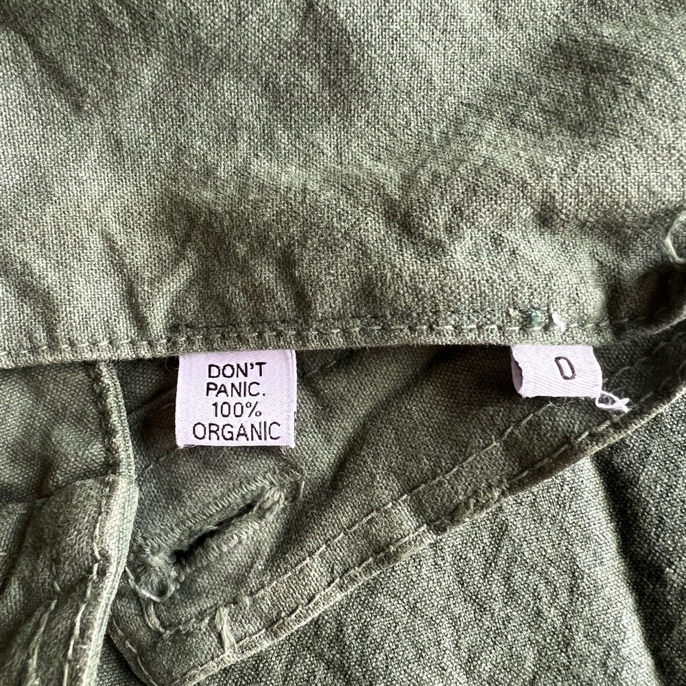 Jesse Kamm Sailor Pants High Rise Wide Leg Button Fly Olive Green Organic Cotton - Picture 7 of 13